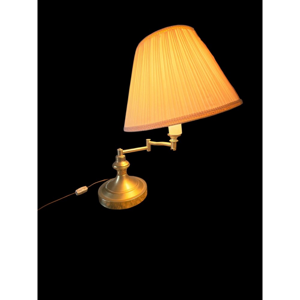 Vtg Brass Swing Arm Desk Lamp Mid Century Hollywood Regency Office Lighting